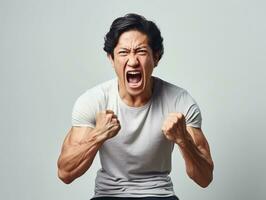 asian man emotional dynamic gestures AI Generative photo