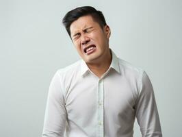 asian man emotional dynamic gestures AI Generative photo