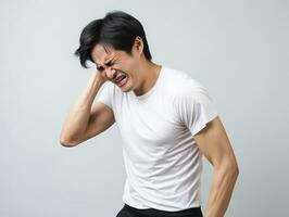 asian man emotional dynamic gestures AI Generative photo