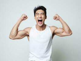 asian man emotional dynamic gestures AI Generative photo