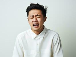 asian man emotional dynamic gestures AI Generative photo