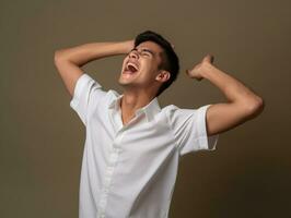 asiático hombre emocional dinámica gestos ai generativo foto