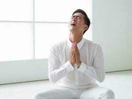 asian man emotional dynamic gestures AI Generative photo