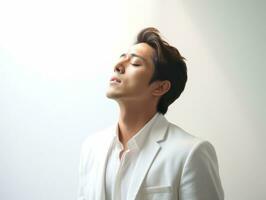 asian man emotional dynamic gestures AI Generative photo