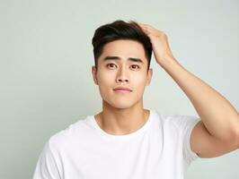 asian man emotional dynamic gestures AI Generative photo