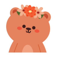 hand drawing cartoon bear sticker. cute animal drawing for icon png