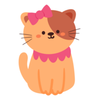 cute cartoon cat wearing pink ribbon png