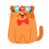 cartoon cat sticker. cute animal drawing for icon png