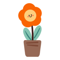 linda dibujos animados flor icono con sonrisa cara png