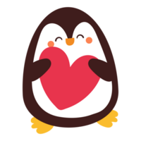 carino cartone animato pinguino Tenere rosa cuore png