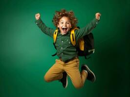 photo of emotional dynamic pose Brasilian kid in school AI Generative