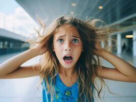 photo of emotional dynamic pose Brasilian kid in school AI Generative