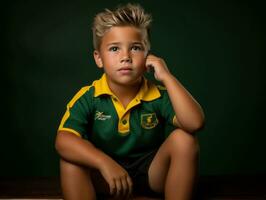 foto de emocional dinámica actitud brasileño niño en colegio ai generativo