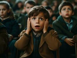 foto de emocional dinámica actitud brasileño niño en colegio ai generativo