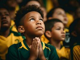 photo of emotional dynamic pose Brasilian kid in school AI Generative