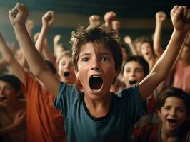 photo of emotional dynamic pose Brasilian kid in school AI Generative