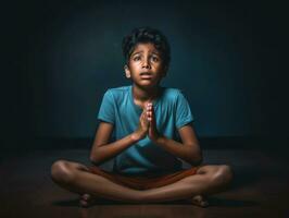 foto de emocional dinámica actitud indio niño en colegio ai generativo