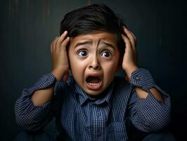 photo of emotional dynamic pose Indian kid in school AI Generative