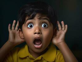 photo of emotional dynamic pose Indian kid in school AI Generative