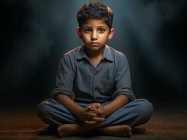 photo of emotional dynamic pose Indian kid in school AI Generative