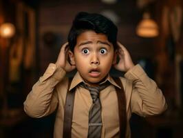 photo of emotional dynamic pose Indian kid in school AI Generative