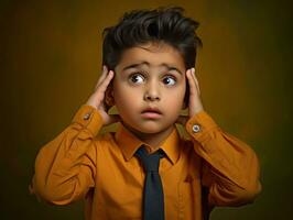 photo of emotional dynamic pose Indian kid in school AI Generative