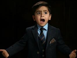 photo of emotional dynamic pose Indian kid in school AI Generative