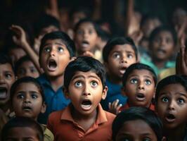 photo of emotional dynamic pose Indian kid in school AI Generative