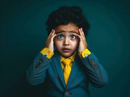 photo of emotional dynamic pose Indian kid in school AI Generative