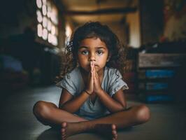 foto de emocional dinámica actitud indio niño en colegio ai generativo