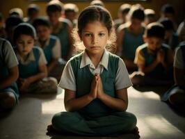 foto de emocional dinámica actitud indio niño en colegio ai generativo