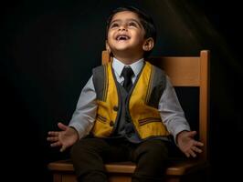 photo of emotional dynamic pose Indian kid in school AI Generative