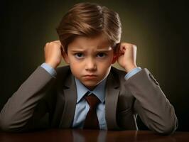 photo of emotional dynamic pose Mexican kid in school AI Generative
