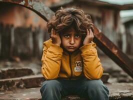 photo of emotional dynamic pose Mexican kid in school AI Generative