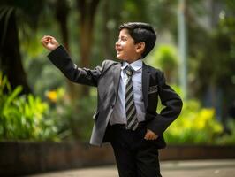 photo of emotional dynamic pose Mexican kid in school AI Generative