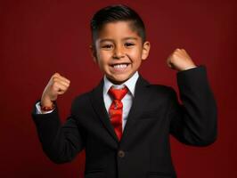 photo of emotional dynamic pose Mexican kid in school AI Generative