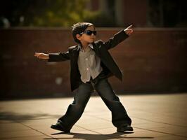 photo of emotional dynamic pose Mexican kid in school AI Generative