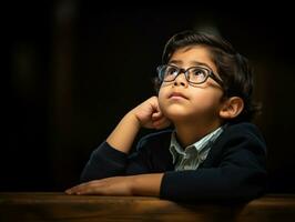 photo of emotional dynamic pose Mexican kid in school AI Generative