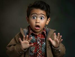 photo of emotional dynamic pose Mexican kid in school AI Generative