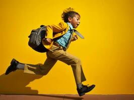 photo of emotional dynamic pose Mexican kid in school AI Generative