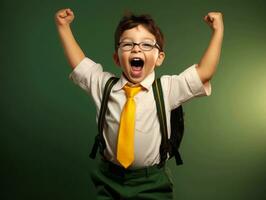 photo of emotional dynamic pose Mexican kid in school AI Generative