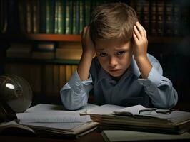 photo of emotional dynamic pose Mexican kid in school AI Generative