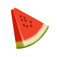 Watermelon with green rind and red flesh with seeds attached, front view on transparent background png