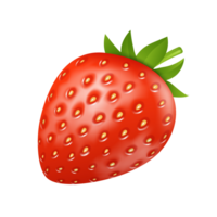 Strawberries have stalk and leaves attached to them. side view on transparent background png