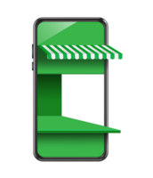 green smartphone store or shop on transparent background png
