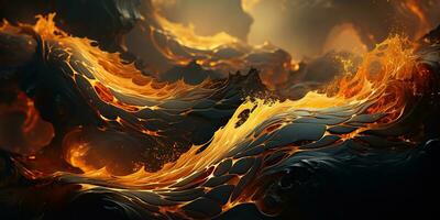 AI Generated. AI Generative. Gold lava abstract marble background art decoration. Graphic Art photo
