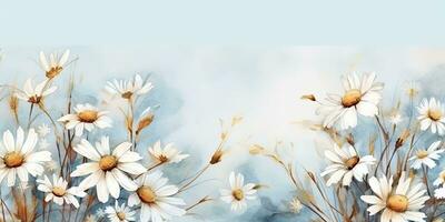 AI Generated. AI Generative. Outdoor nature wild flowers chamomile daisy plant herbal landscape. Graphic Art photo