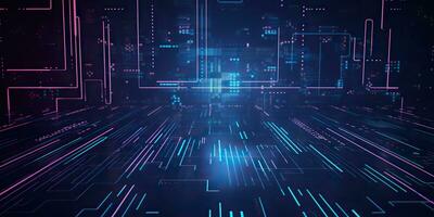 AI Generated. AI Generative. Bluew data network science pragramming future cyber background pattern texture. Graphic Art photo