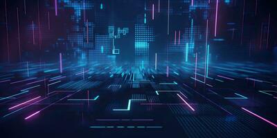 AI Generated. AI Generative. Bluew data network science pragramming future cyber background pattern texture. Graphic Art photo