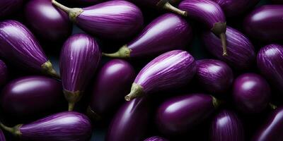 AI Generated. AI Generative. Many eggplants pattern on background. Fresh healthy vegetables food diet. Graphic Art photo